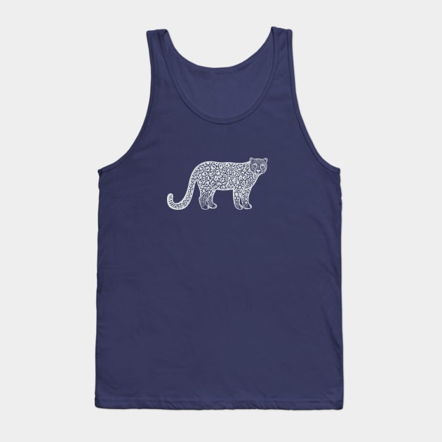 Snow Leopard - hand drawn endangered species big cat design Tank Top by Green Paladin